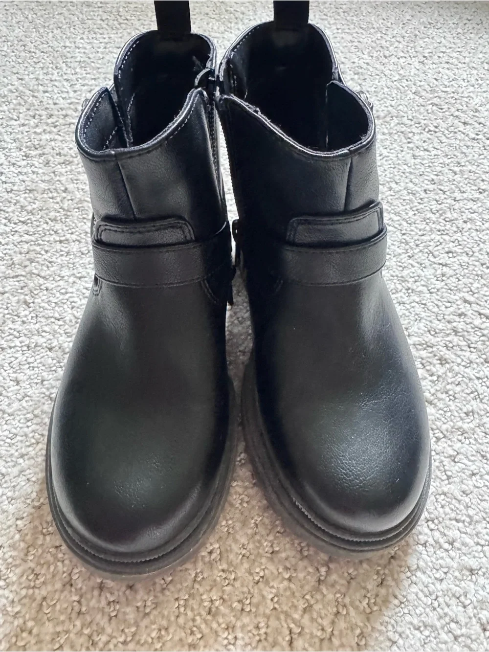 Cat & Jack Black Girls' Ankle Boots with Silver Buckle Accents